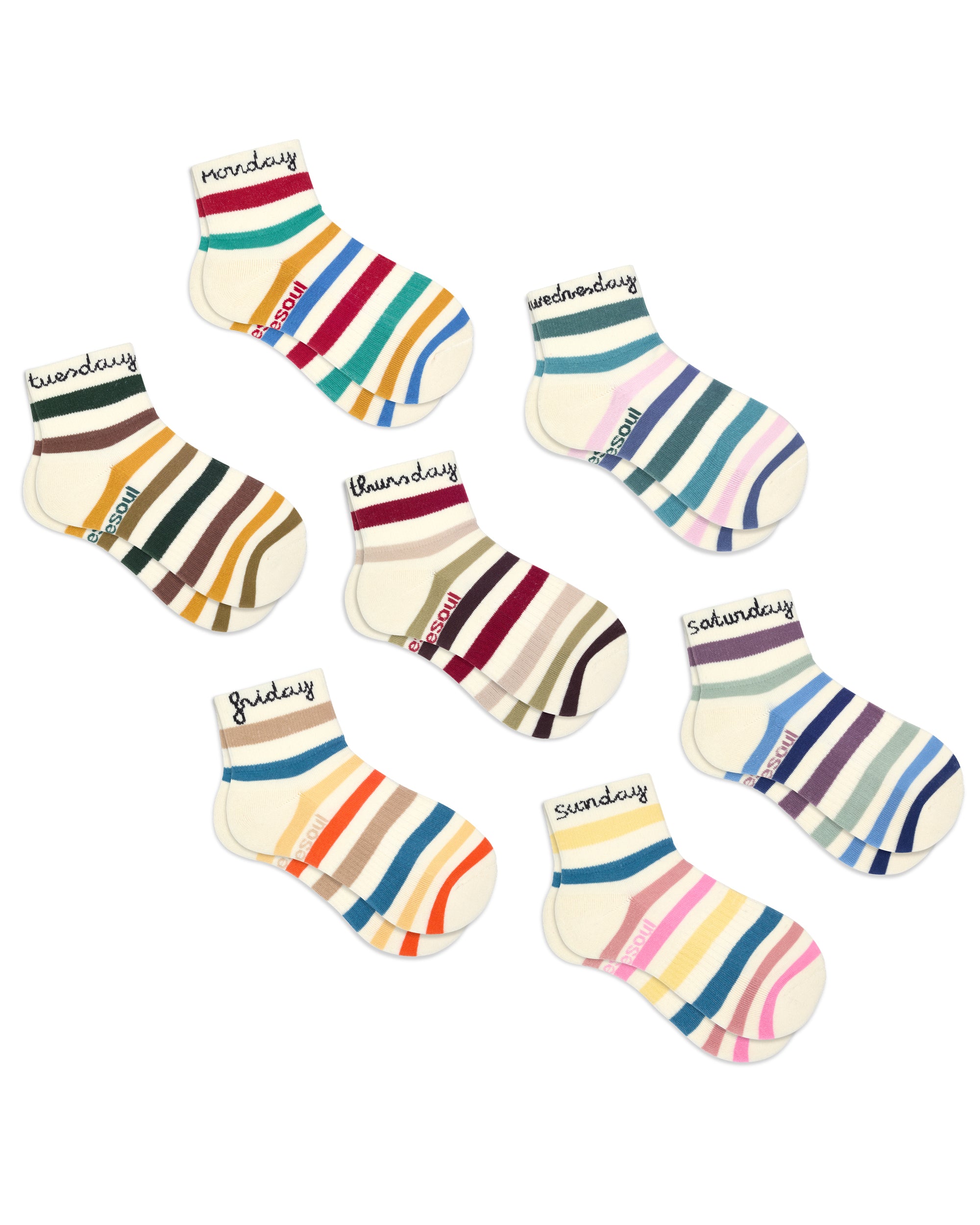 Days Of The Week Quarter Sock 7 Pack