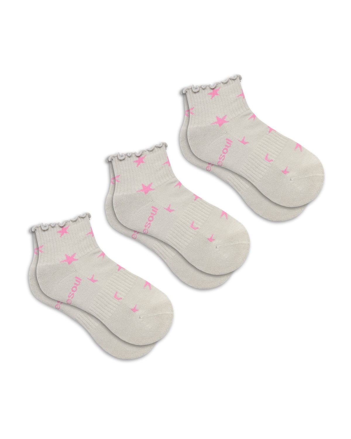 Ruffle Quarter Sock, Pink Star