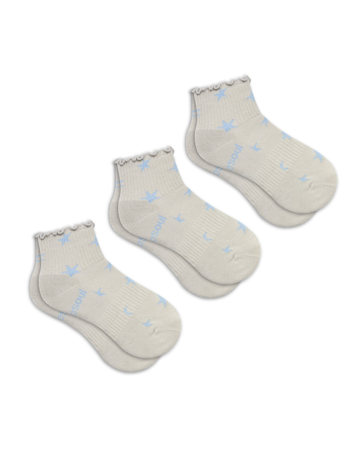 Ruffle Quarter Sock, Blue Star