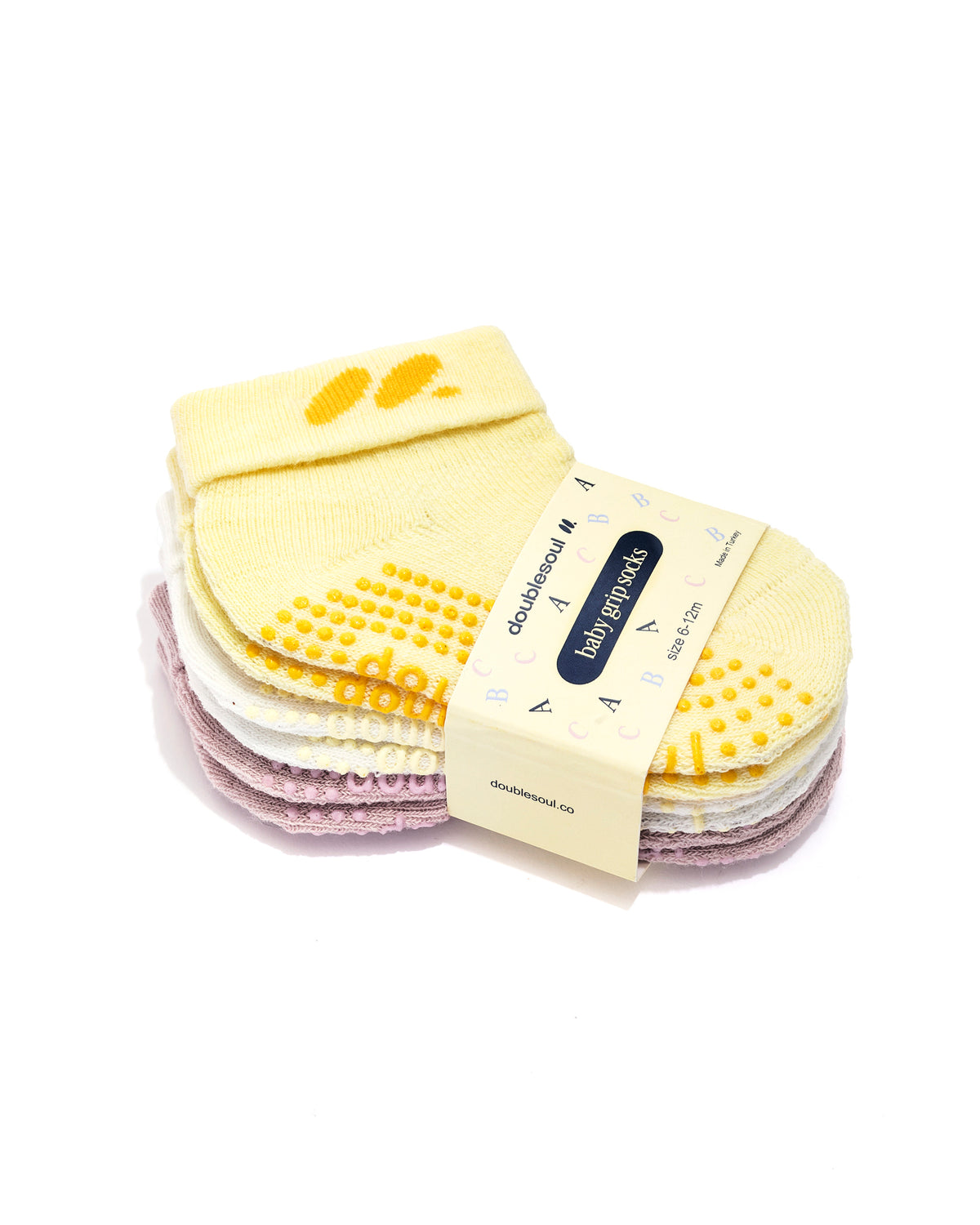 Baby Foldover Grip Socks (6-12 Months), Mixed Pack