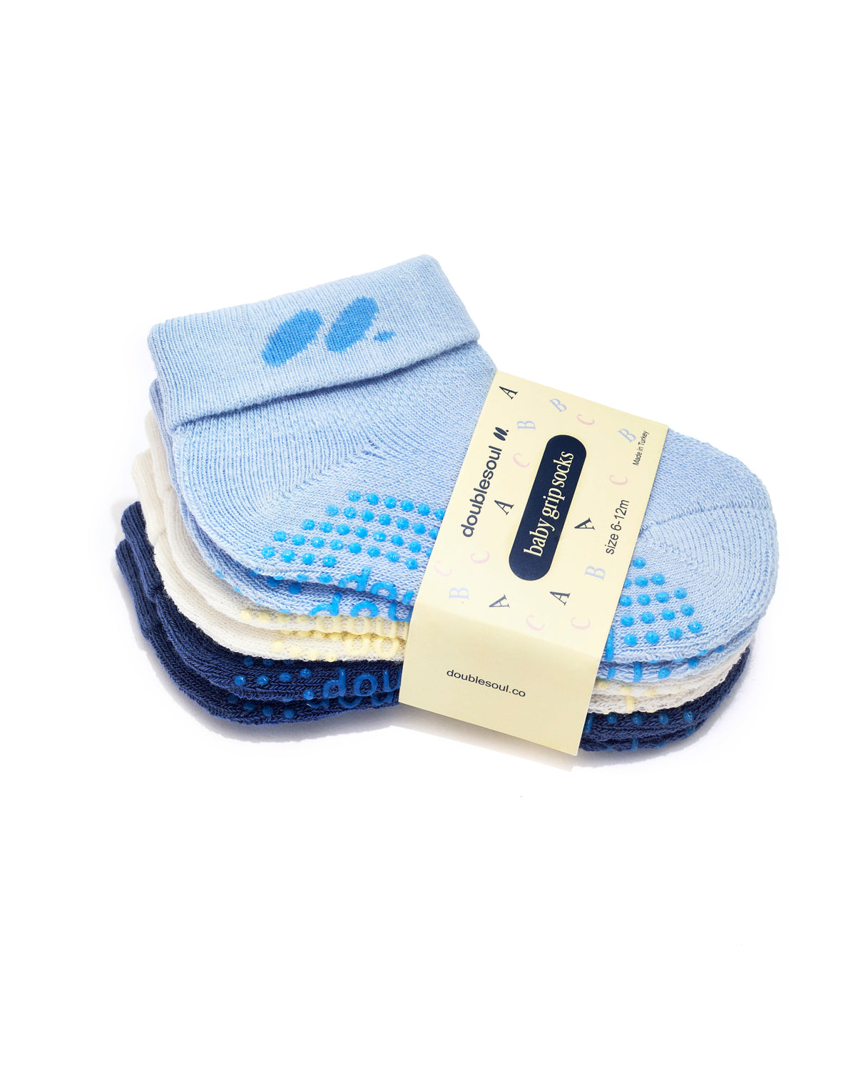 Baby Foldover Grip Socks (6-12 Months), Mixed Pack