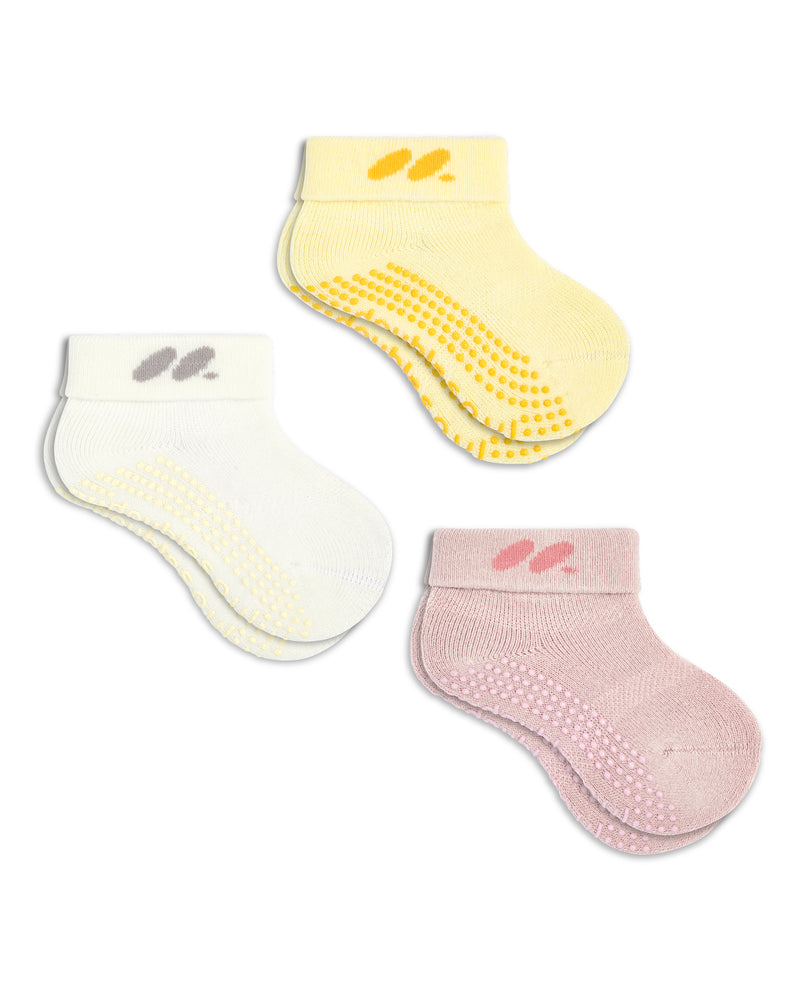 Baby Foldover Grip Socks (6-12 Months) Petal