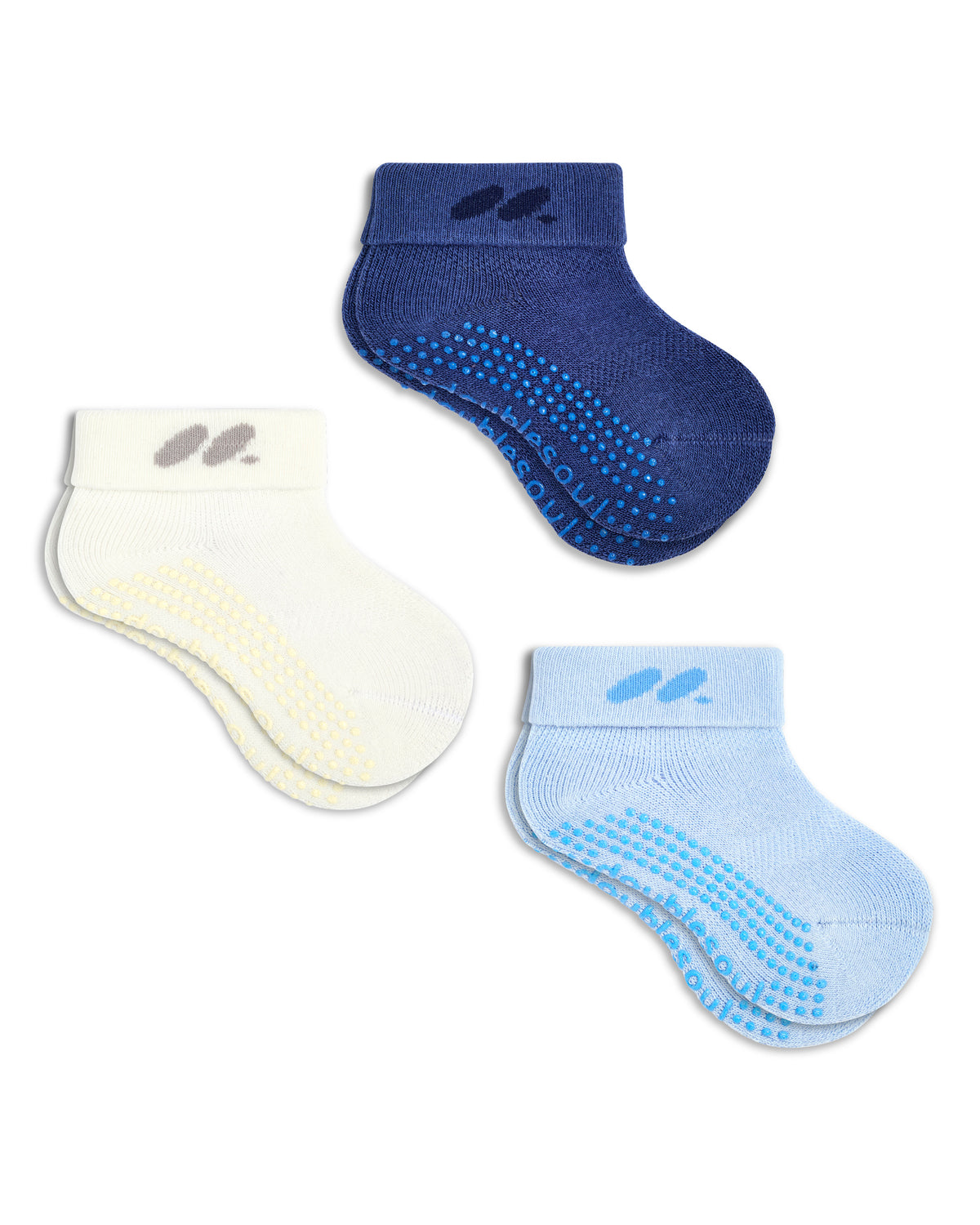 Baby Foldover Grip Socks (6-12 Months), Mixed Pack