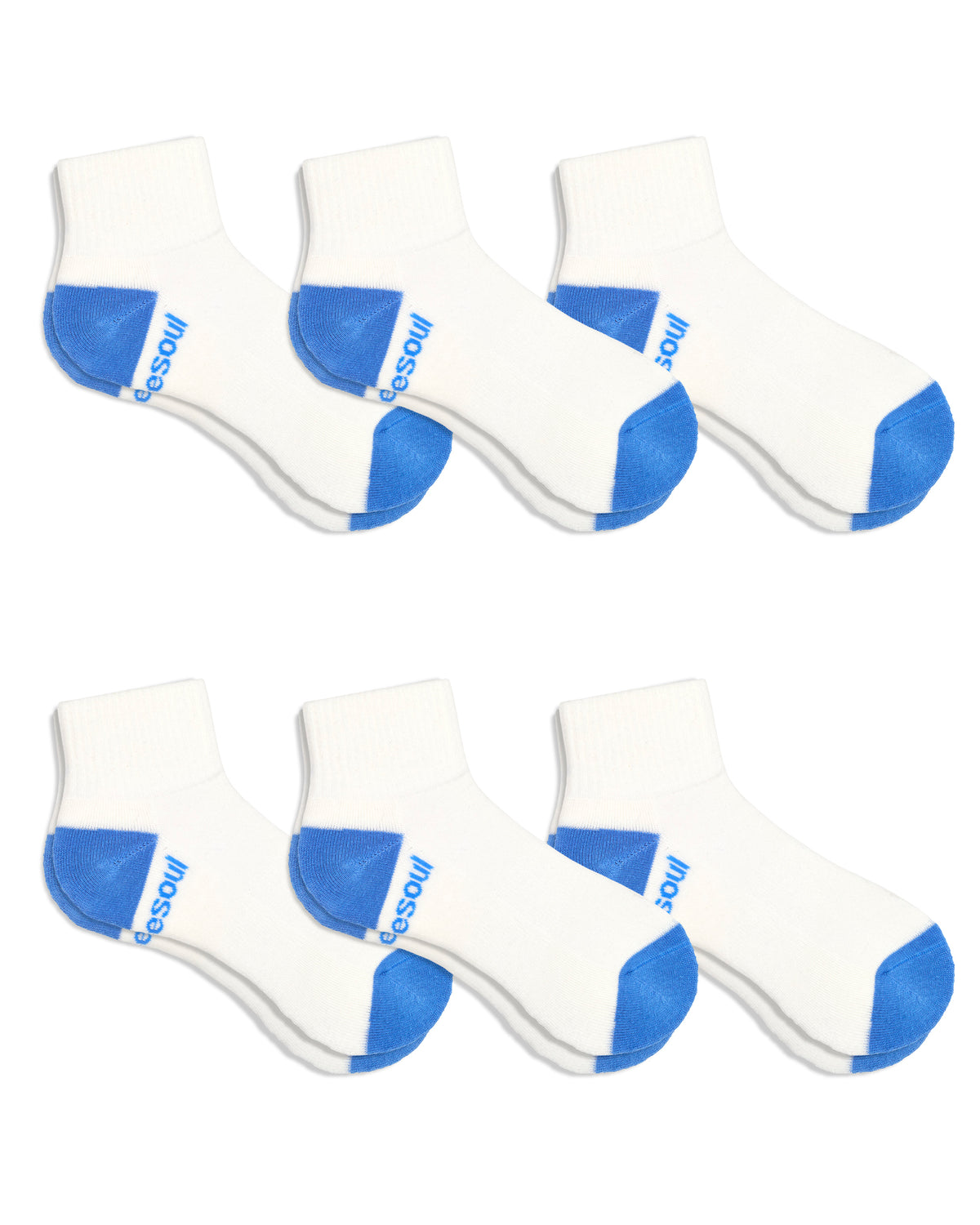 Colorblock Quarter Sock, White & Blue