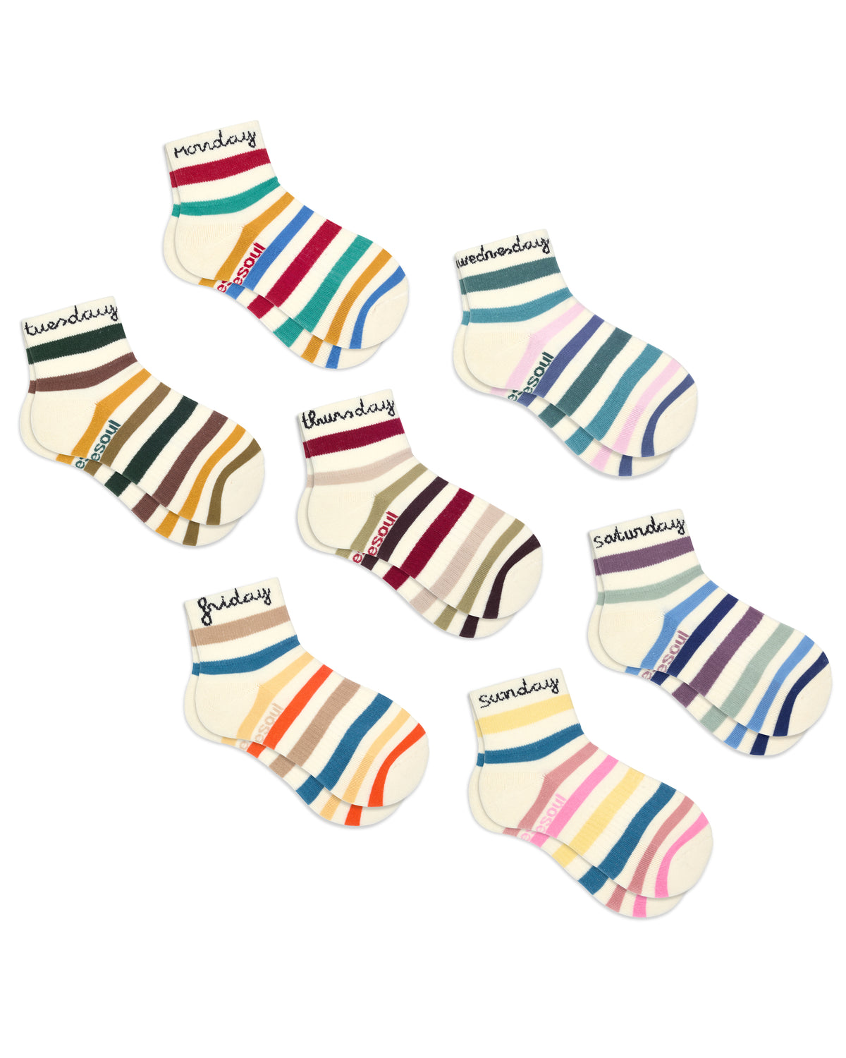 Days Of The Week Quarter Sock, Mixed Pack