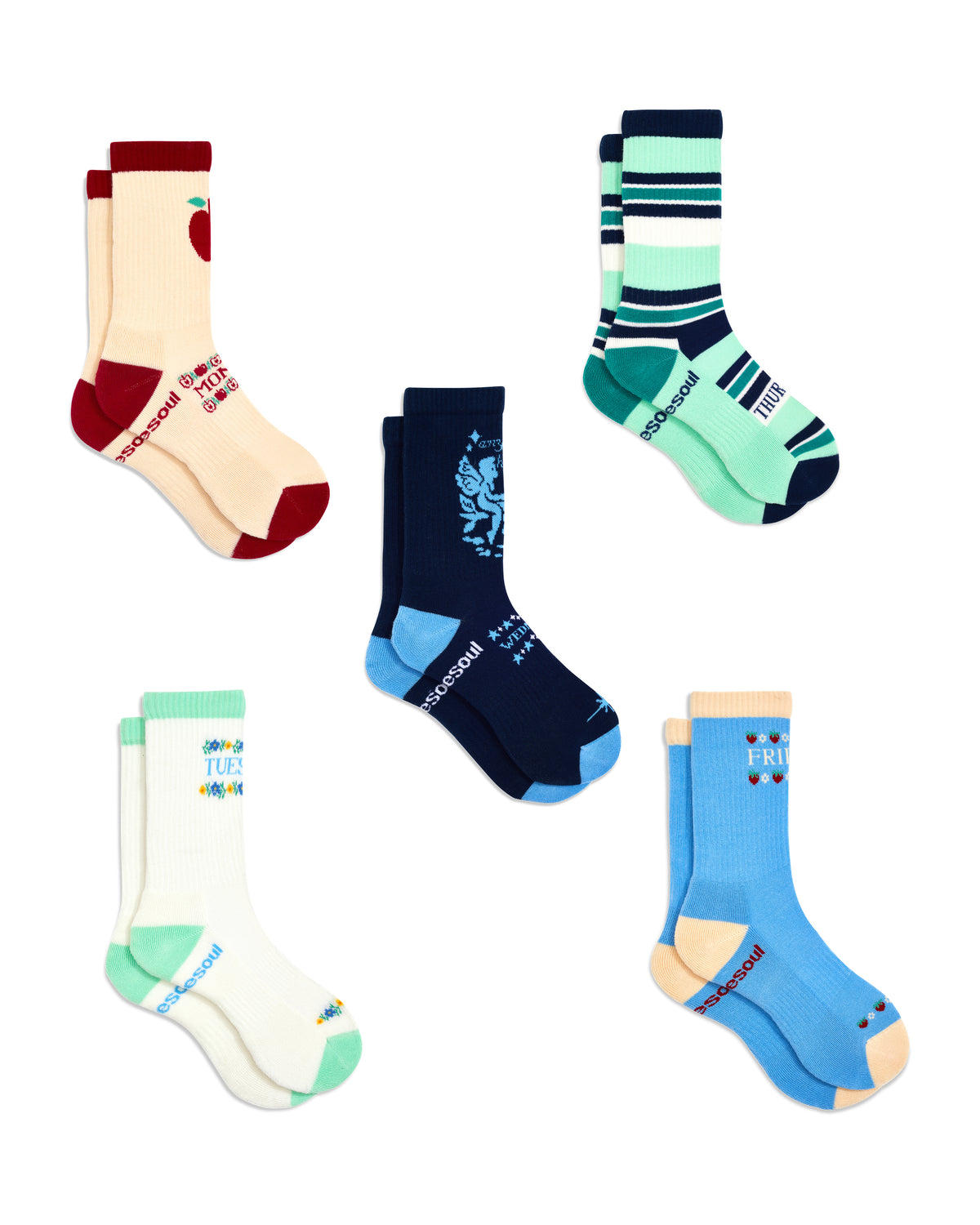 Days Of The Week High Sock, Mixed Pack