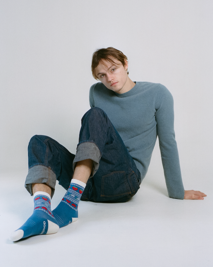 Pattern High Sock, Berry Sweater