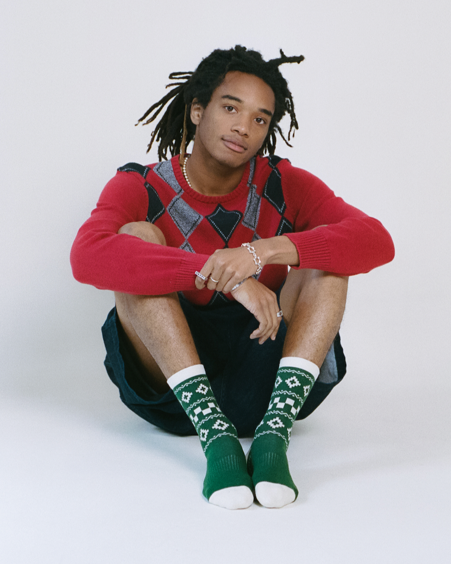 Pattern High Sock, Evergreen